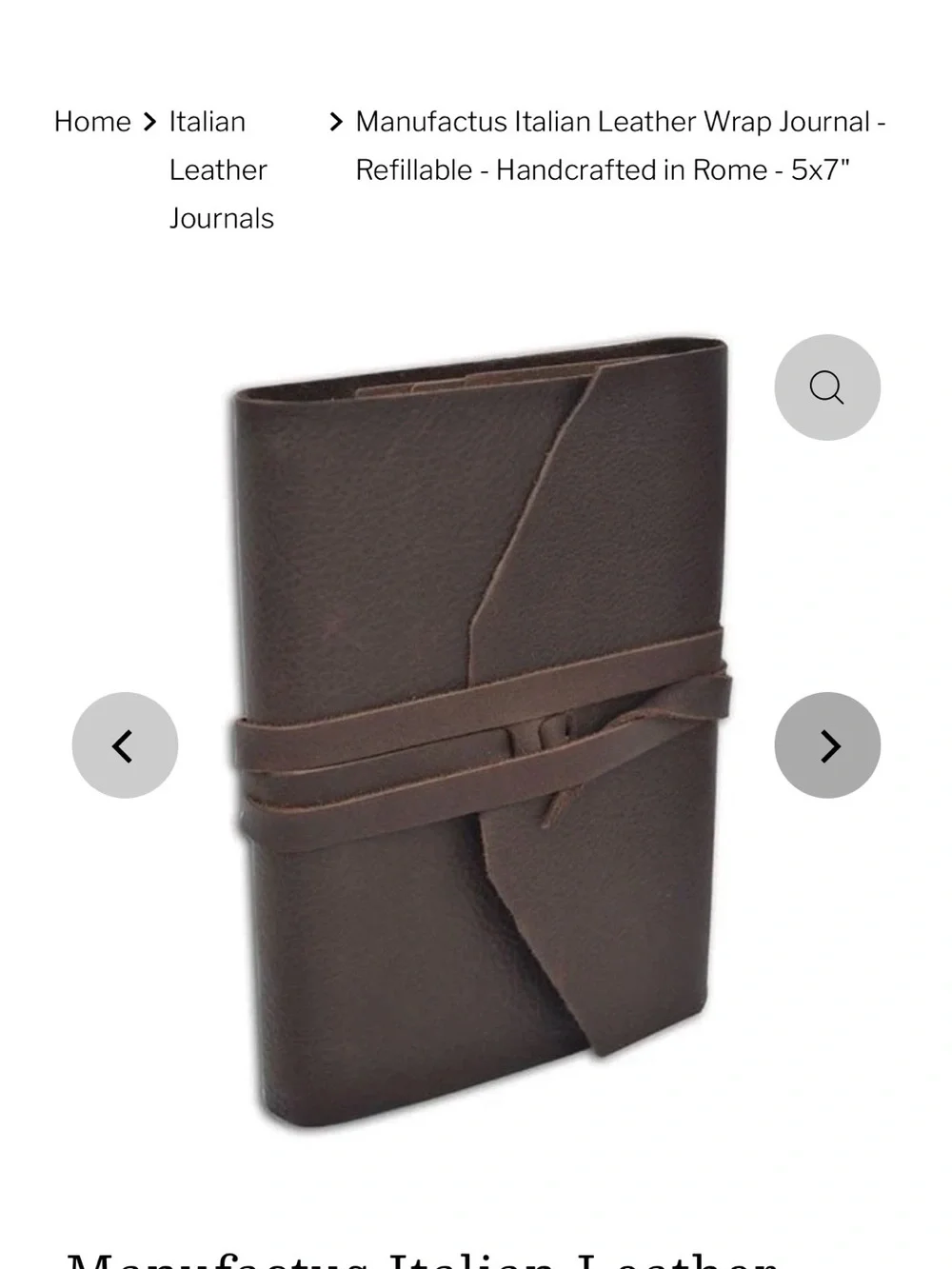 Hand-Stitched Brown Leather Wrap Journal